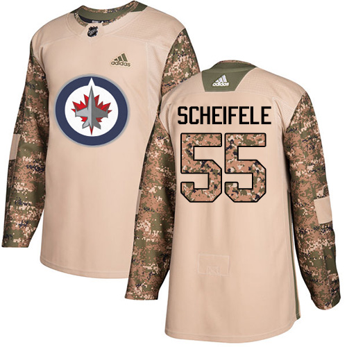 Adidas Jets #55 Mark Scheifele Camo Authentic Veterans Day Stitched NHL Jersey - Click Image to Close